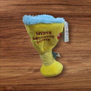 Bark The Howly Grail Plush Dog Toy  size M-L Yellow & Blue Durable Chewable